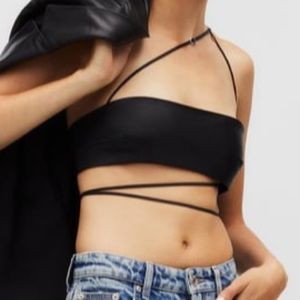 Leather bandeau bra